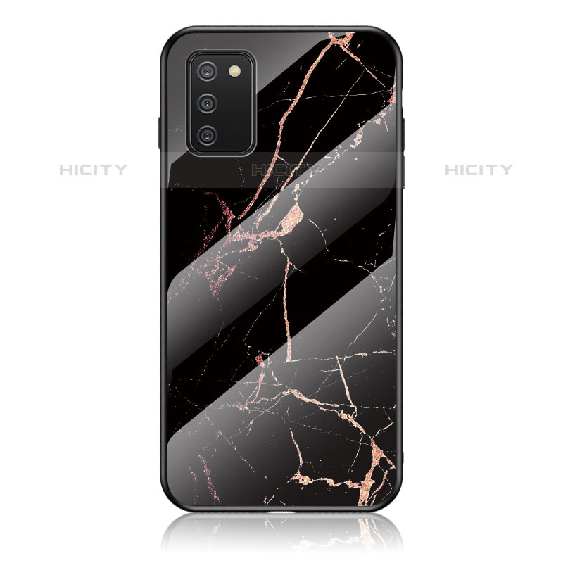 Coque Contour Silicone et Vitre Motif Fantaisie Miroir Etui Housse pour Samsung Galaxy M02s Or et Noir Plus