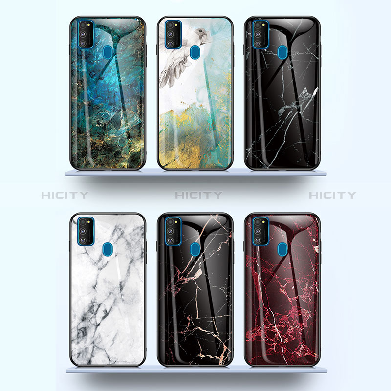 Coque Contour Silicone et Vitre Motif Fantaisie Miroir Etui Housse pour Samsung Galaxy M21 Plus