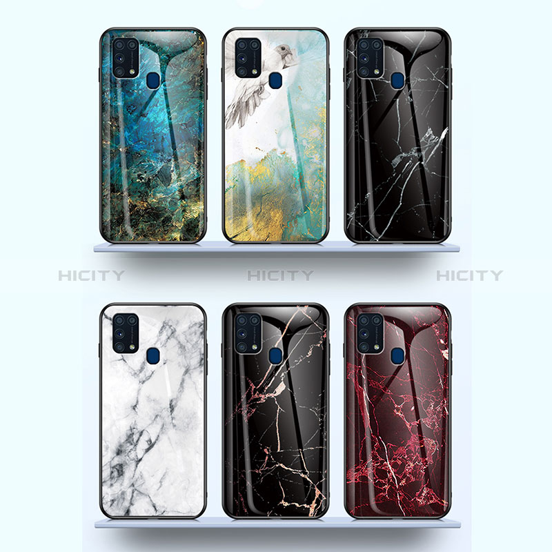 Coque Contour Silicone et Vitre Motif Fantaisie Miroir Etui Housse pour Samsung Galaxy M31 Prime Edition Plus