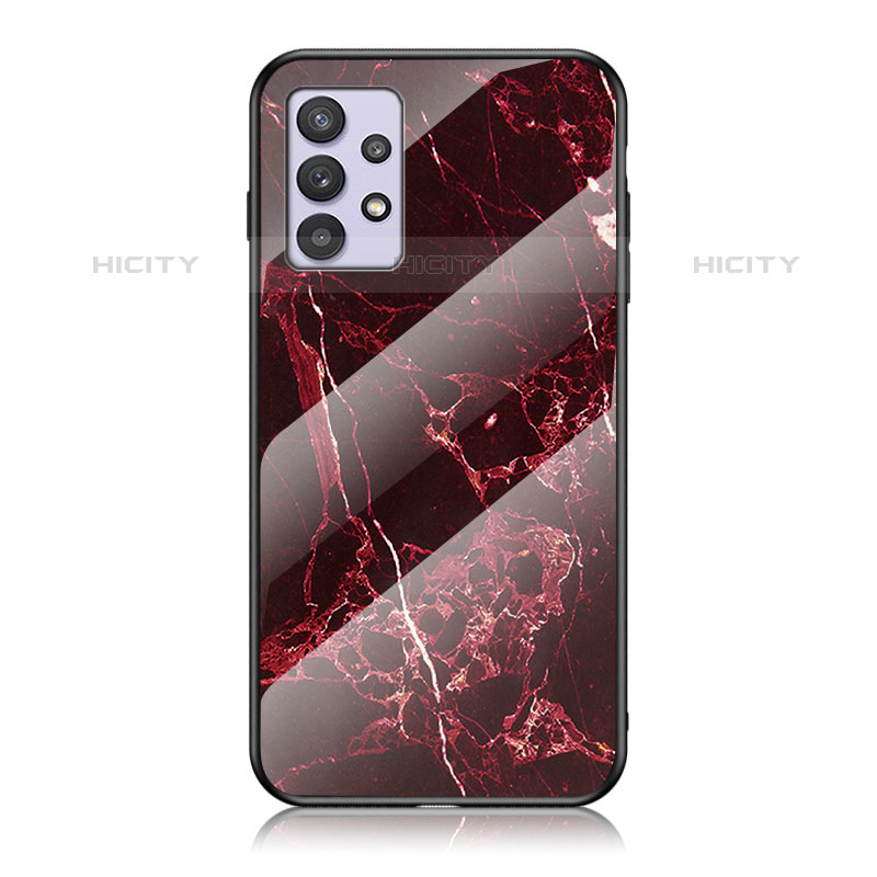 Coque Contour Silicone et Vitre Motif Fantaisie Miroir Etui Housse pour Samsung Galaxy M32 5G Rouge Plus