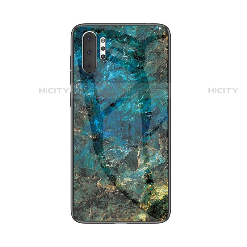 Coque Contour Silicone et Vitre Motif Fantaisie Miroir Etui Housse pour Samsung Galaxy Note 10 Plus 5G Bleu Plus