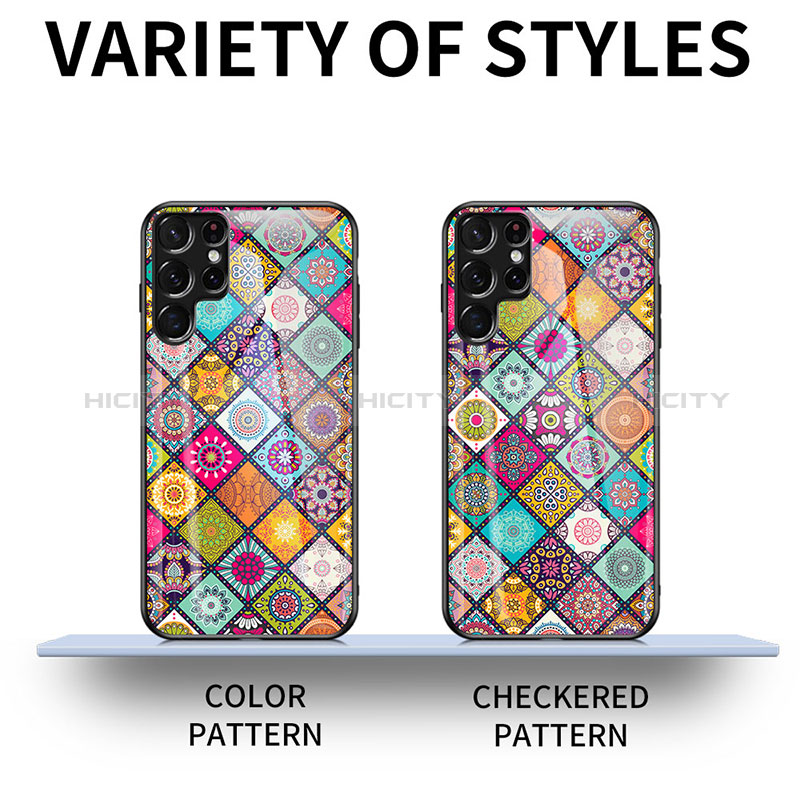 Coque Contour Silicone et Vitre Motif Fantaisie Miroir Etui Housse pour Samsung Galaxy S24 Ultra 5G Plus