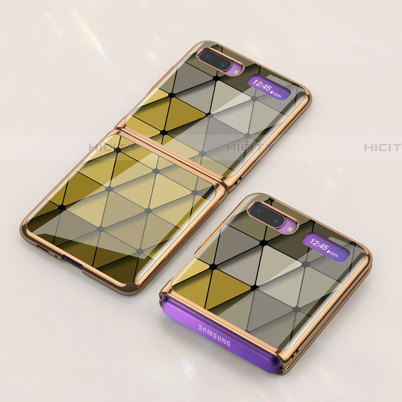 Coque Contour Silicone et Vitre Motif Fantaisie Miroir Etui Housse pour Samsung Galaxy Z Flip Gris Plus