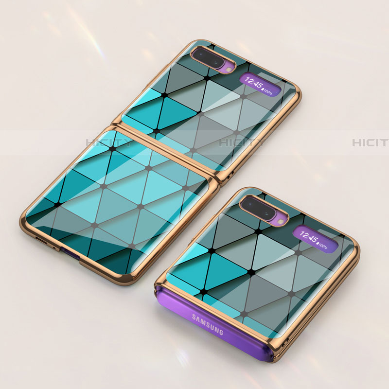 Coque Contour Silicone et Vitre Motif Fantaisie Miroir Etui Housse pour Samsung Galaxy Z Flip Plus
