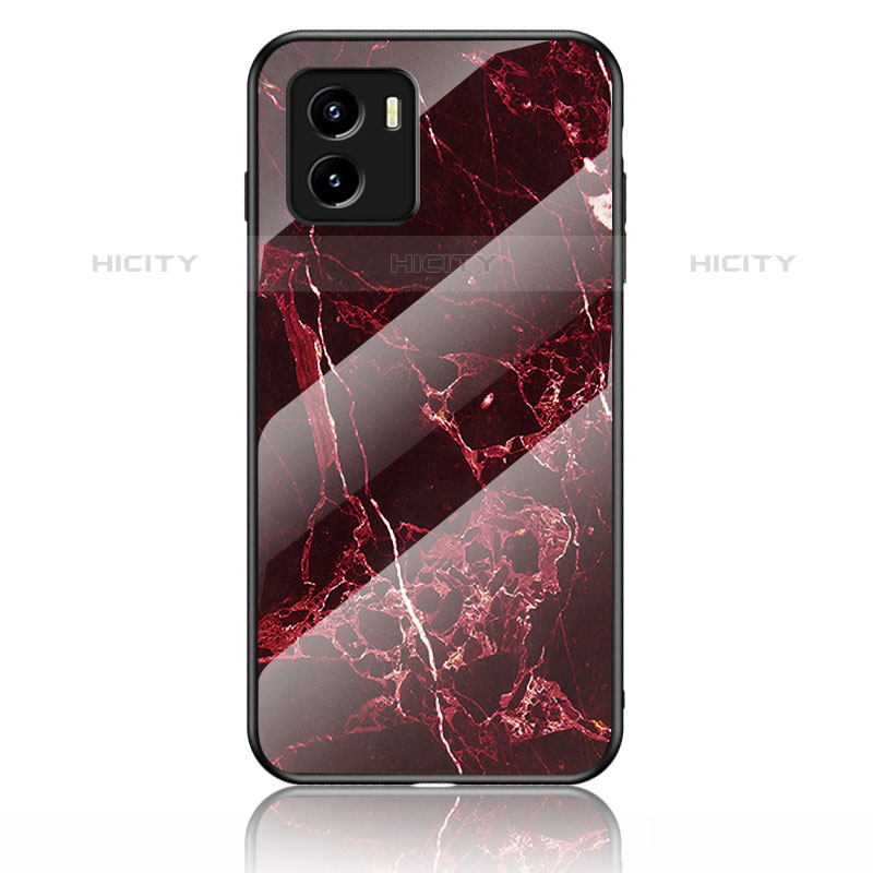 Coque Contour Silicone et Vitre Motif Fantaisie Miroir Etui Housse pour Vivo iQOO U5x Rouge Plus