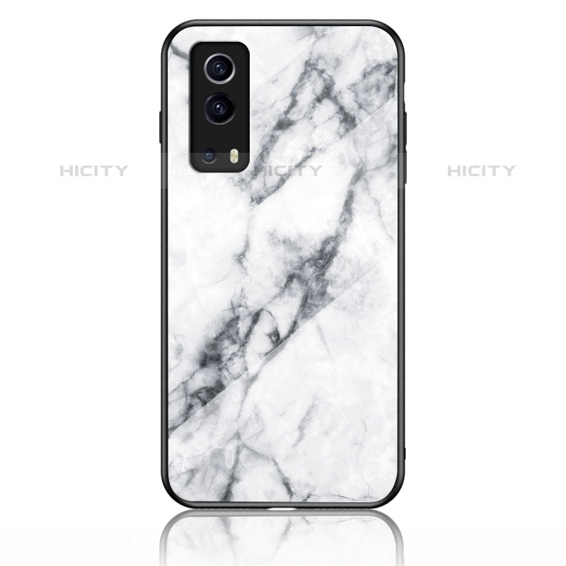 Coque Contour Silicone et Vitre Motif Fantaisie Miroir Etui Housse pour Vivo iQOO Z3 5G Blanc Plus