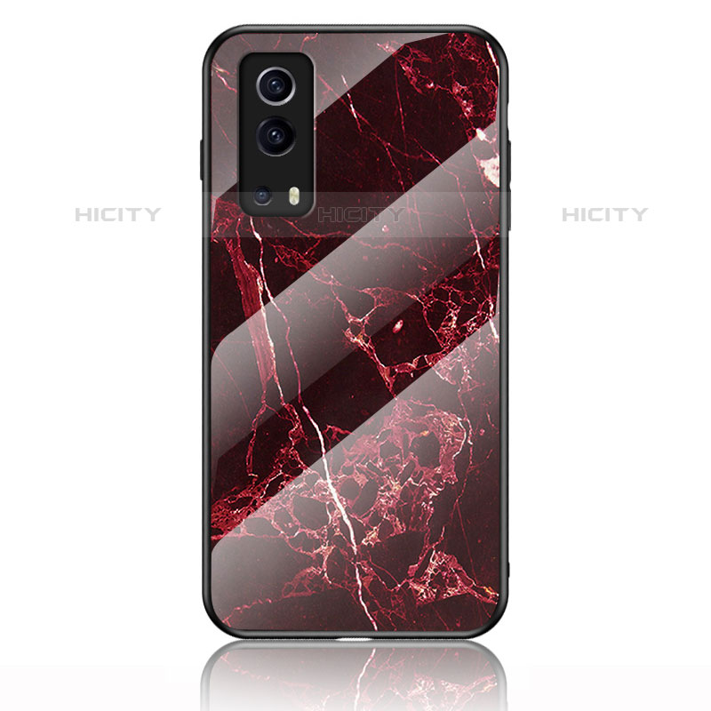 Coque Contour Silicone et Vitre Motif Fantaisie Miroir Etui Housse pour Vivo iQOO Z3 5G Rouge Plus