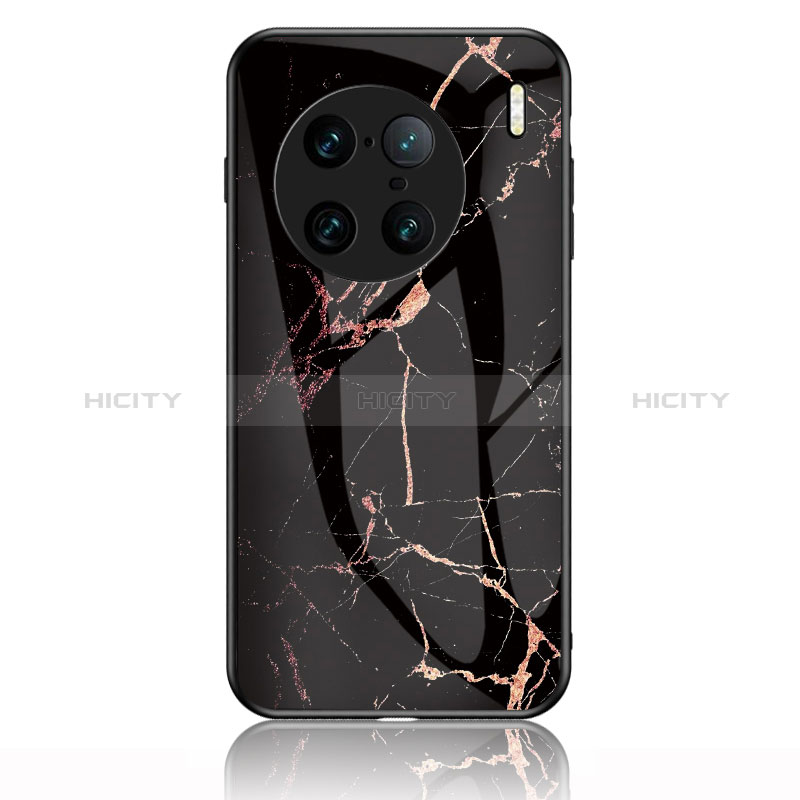 Coque Contour Silicone et Vitre Motif Fantaisie Miroir Etui Housse pour Vivo X90 Pro+ Plus 5G Or et Noir Plus