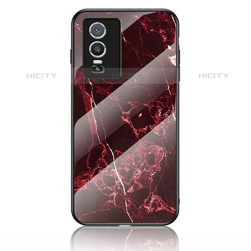 Coque Contour Silicone et Vitre Motif Fantaisie Miroir Etui Housse pour Vivo Y74s 5G Rouge Plus