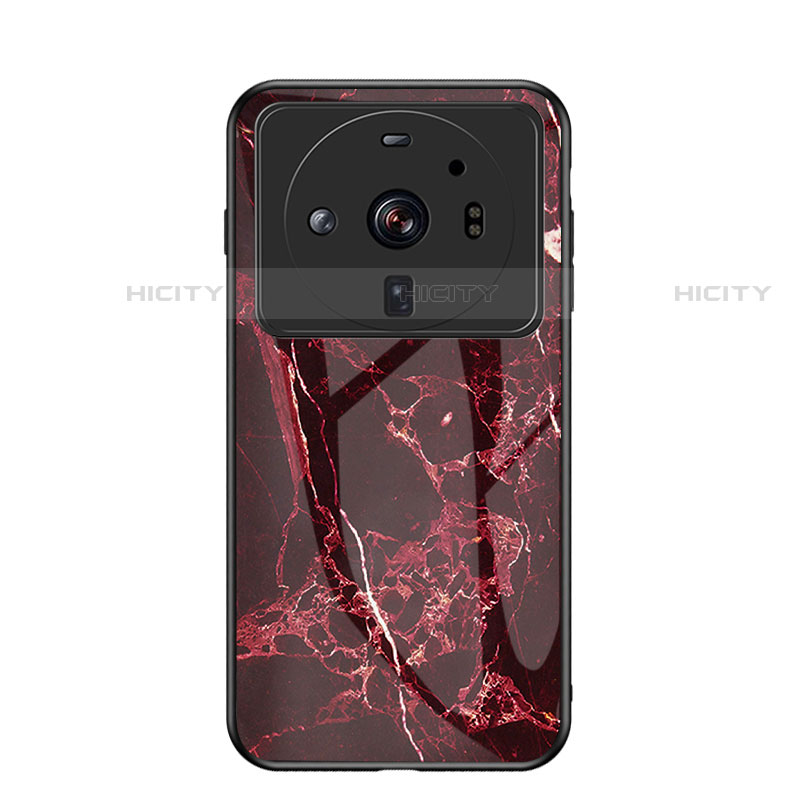 Coque Contour Silicone et Vitre Motif Fantaisie Miroir Etui Housse pour Xiaomi Mi 12 Ultra 5G Rouge Plus