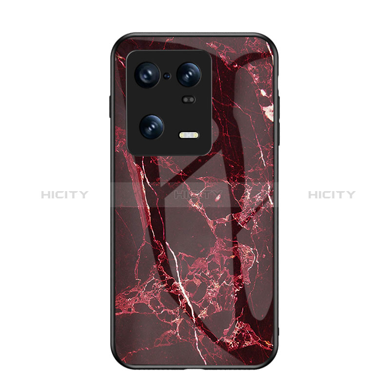 Coque Contour Silicone et Vitre Motif Fantaisie Miroir Etui Housse pour Xiaomi Mi 13 Pro 5G Rouge Plus