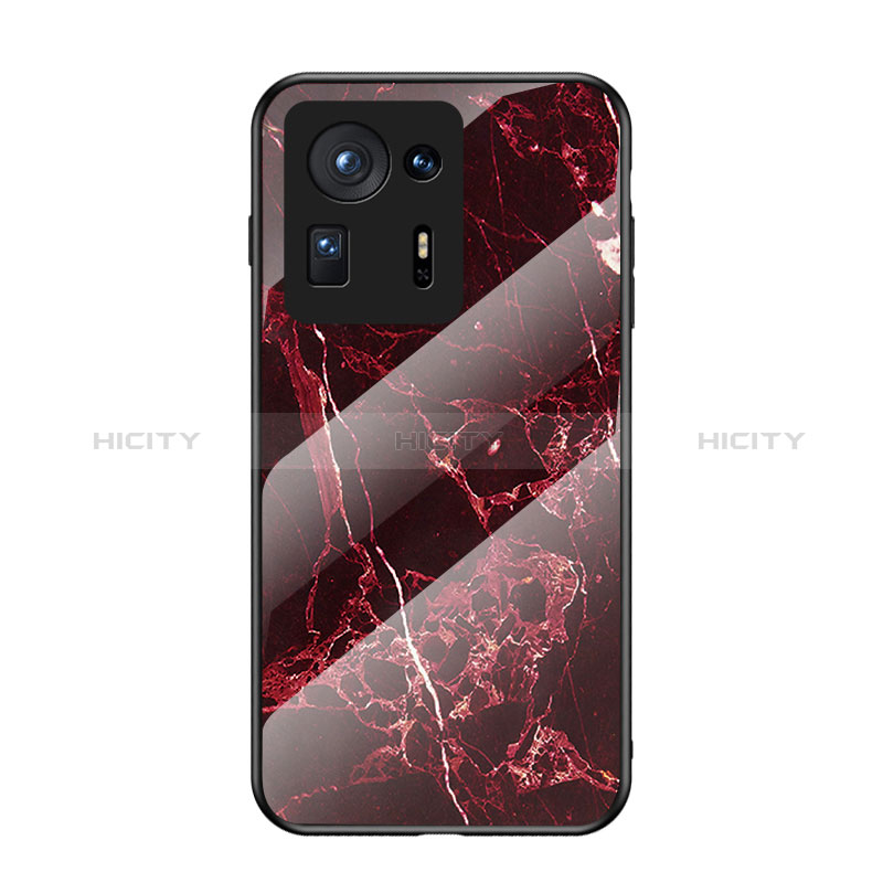 Coque Contour Silicone et Vitre Motif Fantaisie Miroir Etui Housse pour Xiaomi Mi Mix 4 5G Rouge Plus