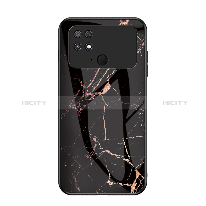 Coque Contour Silicone et Vitre Motif Fantaisie Miroir Etui Housse pour Xiaomi Poco C40 Or et Noir Plus