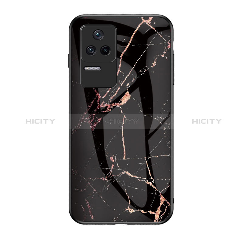 Coque Contour Silicone et Vitre Motif Fantaisie Miroir Etui Housse pour Xiaomi Poco F4 5G Or et Noir Plus