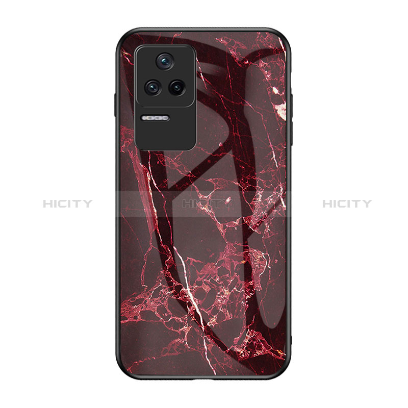 Coque Contour Silicone et Vitre Motif Fantaisie Miroir Etui Housse pour Xiaomi Poco F4 5G Rouge Plus