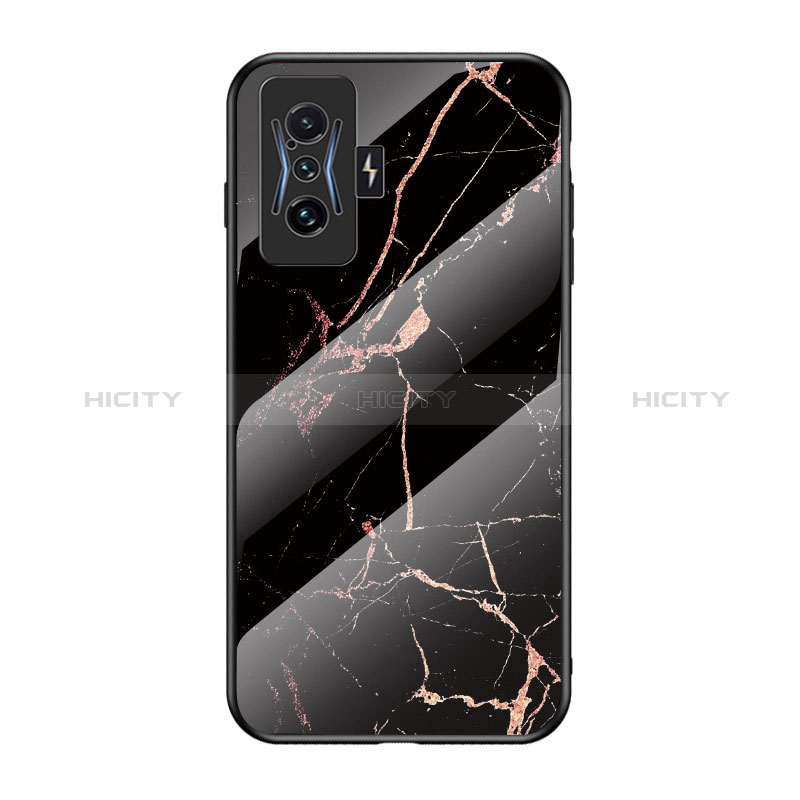 Coque Contour Silicone et Vitre Motif Fantaisie Miroir Etui Housse pour Xiaomi Poco F4 GT 5G Or et Noir Plus