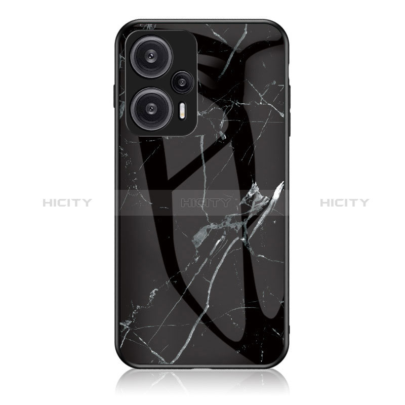 Coque Contour Silicone et Vitre Motif Fantaisie Miroir Etui Housse pour Xiaomi Poco F5 5G Noir Plus