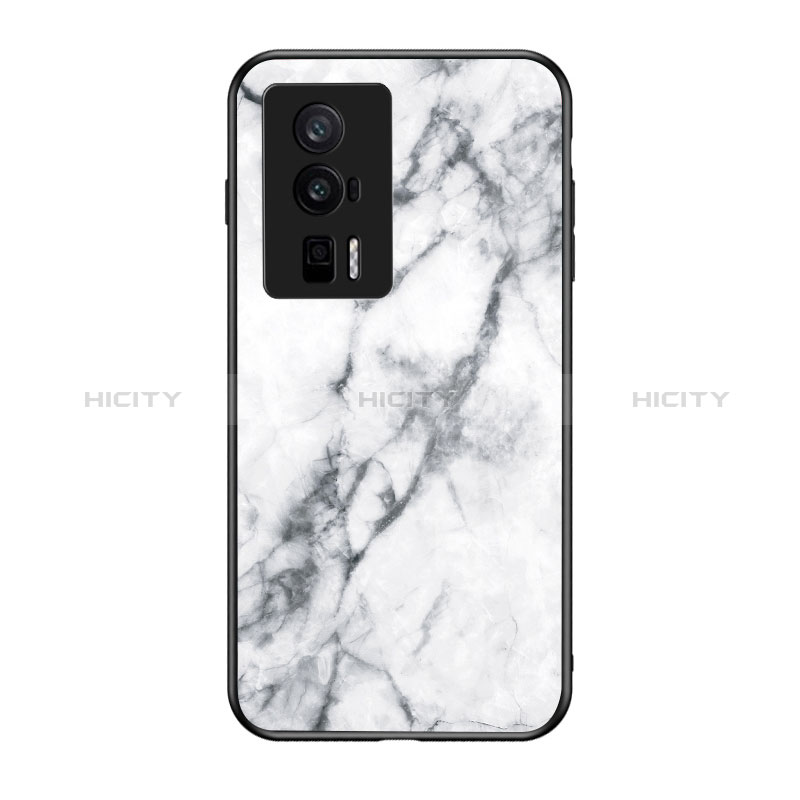 Coque Contour Silicone et Vitre Motif Fantaisie Miroir Etui Housse pour Xiaomi Poco F5 Pro 5G Blanc Plus