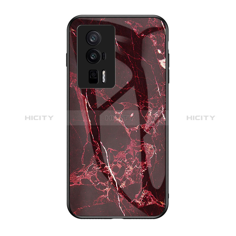 Coque Contour Silicone et Vitre Motif Fantaisie Miroir Etui Housse pour Xiaomi Poco F5 Pro 5G Rouge Plus