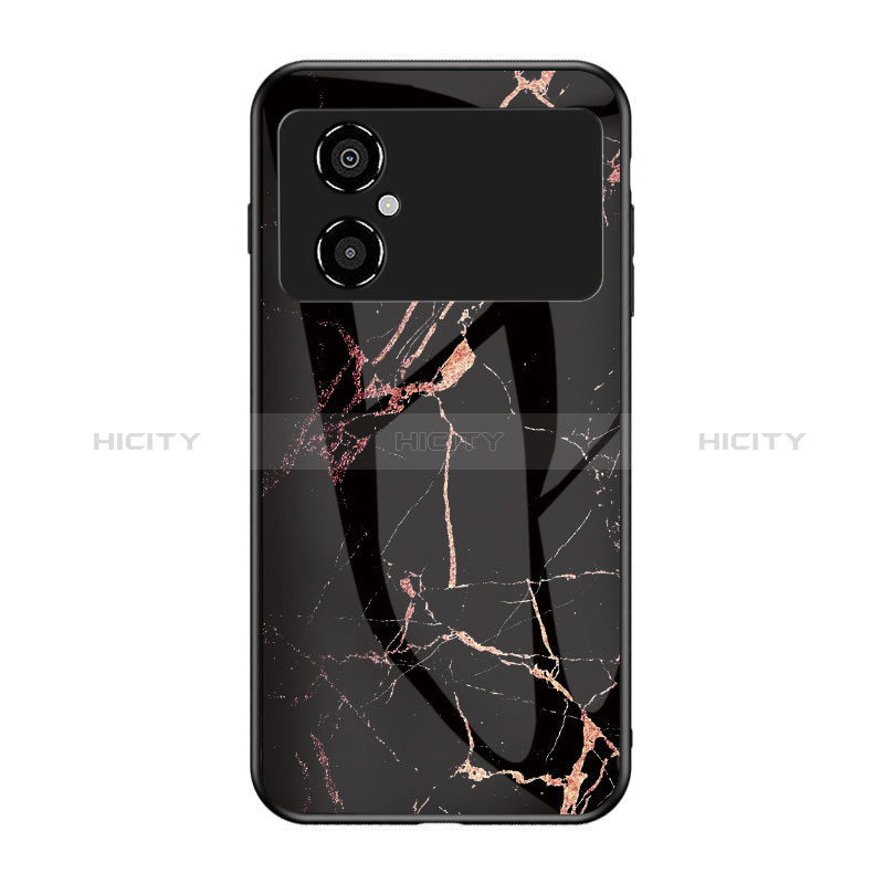 Coque Contour Silicone et Vitre Motif Fantaisie Miroir Etui Housse pour Xiaomi Poco M4 5G Or et Noir Plus