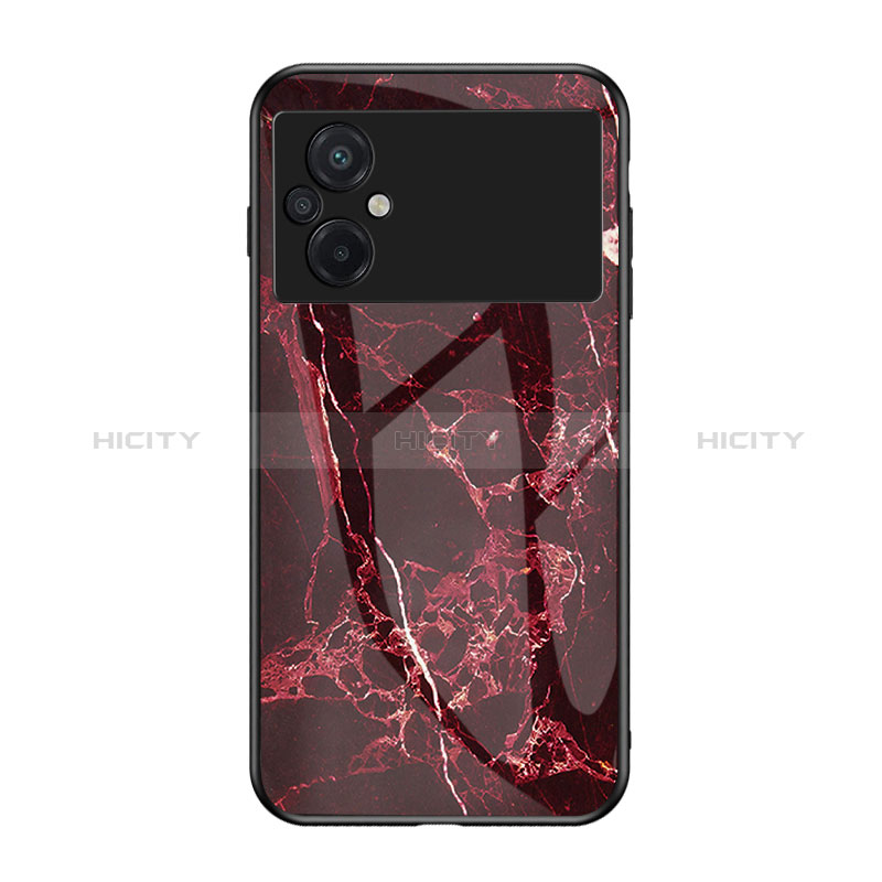 Coque Contour Silicone et Vitre Motif Fantaisie Miroir Etui Housse pour Xiaomi Poco M5 4G Rouge Plus