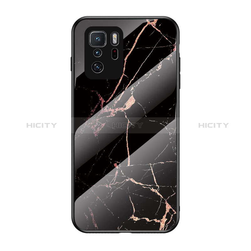 Coque Contour Silicone et Vitre Motif Fantaisie Miroir Etui Housse pour Xiaomi Poco X3 GT 5G Or et Noir Plus