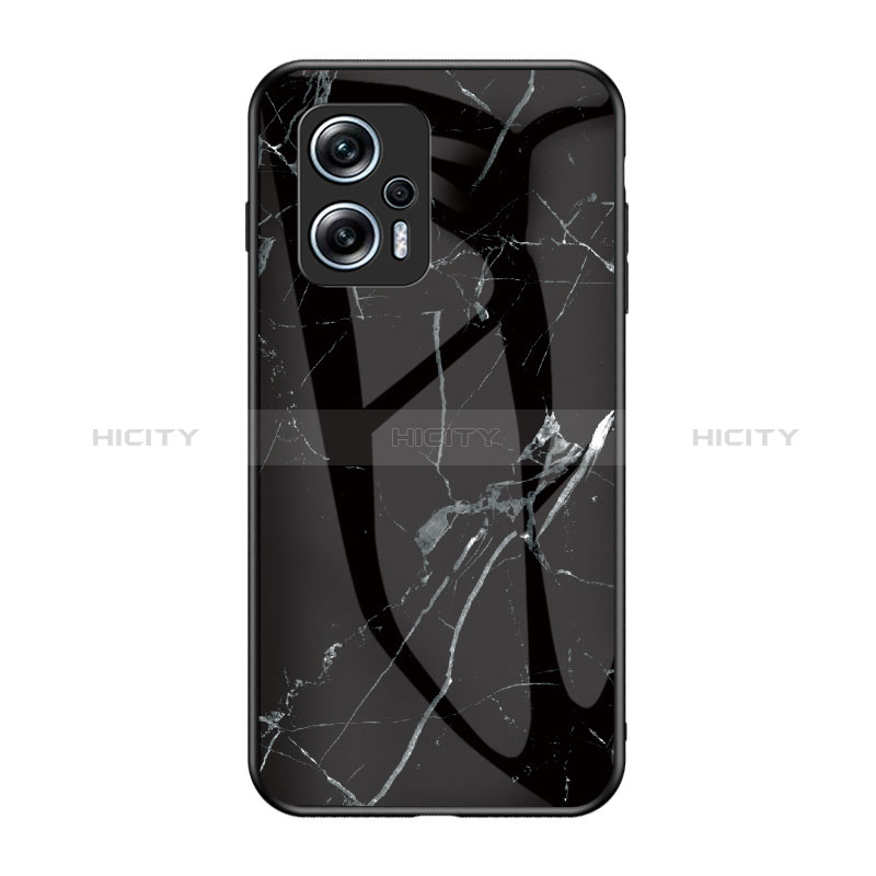 Coque Contour Silicone et Vitre Motif Fantaisie Miroir Etui Housse pour Xiaomi Poco X4 GT 5G Noir Plus