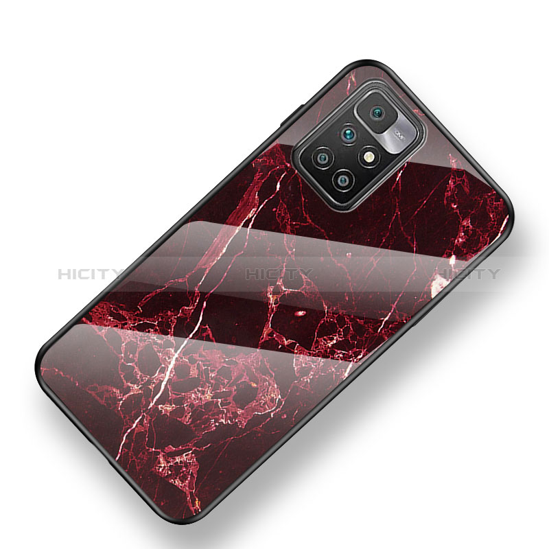 Coque Contour Silicone et Vitre Motif Fantaisie Miroir Etui Housse pour Xiaomi Redmi 10 4G Rouge Plus