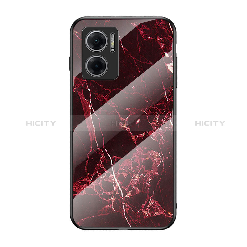 Coque Contour Silicone et Vitre Motif Fantaisie Miroir Etui Housse pour Xiaomi Redmi 11 Prime 5G Rouge Plus