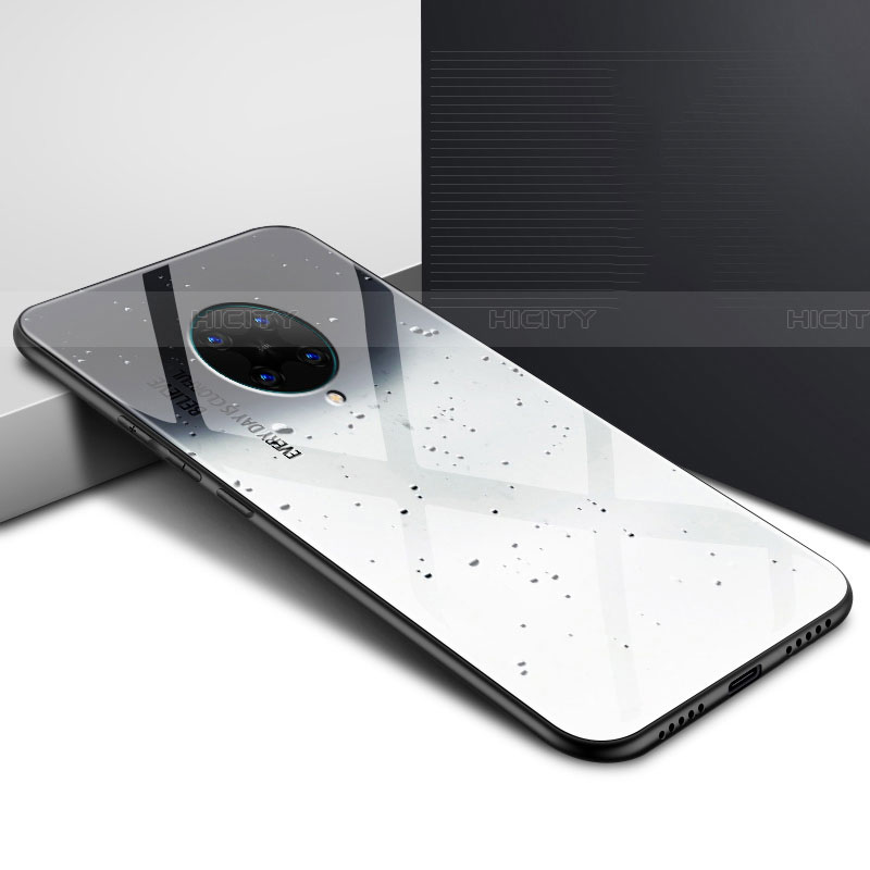 Coque Contour Silicone et Vitre Motif Fantaisie Miroir Etui Housse pour Xiaomi Redmi K30 Pro 5G Gris Plus
