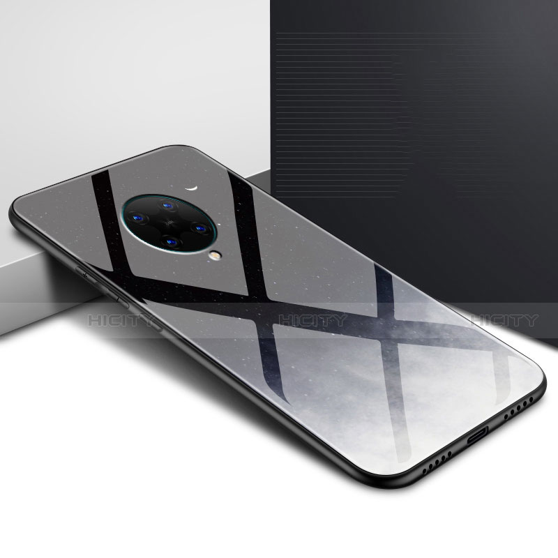 Coque Contour Silicone et Vitre Motif Fantaisie Miroir Etui Housse pour Xiaomi Redmi K30 Pro Zoom Noir Plus