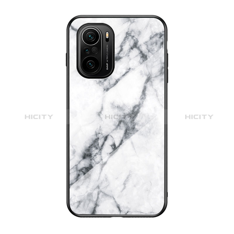 Coque Contour Silicone et Vitre Motif Fantaisie Miroir Etui Housse pour Xiaomi Redmi K40 Pro 5G Blanc Plus