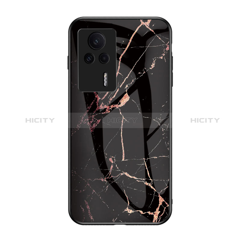 Coque Contour Silicone et Vitre Motif Fantaisie Miroir Etui Housse pour Xiaomi Redmi K60E 5G Or et Noir Plus