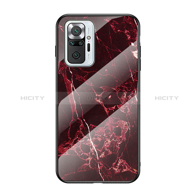 Coque Contour Silicone et Vitre Motif Fantaisie Miroir Etui Housse pour Xiaomi Redmi Note 10 Pro 4G Rouge Plus