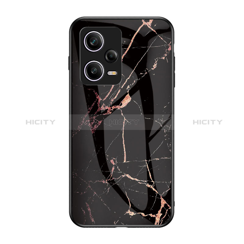 Coque Contour Silicone et Vitre Motif Fantaisie Miroir Etui Housse pour Xiaomi Redmi Note 12 Pro 5G Or et Noir Plus