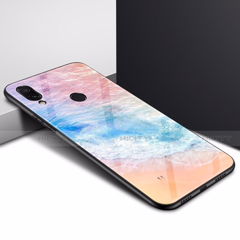 Coque Contour Silicone et Vitre Motif Fantaisie Miroir Etui Housse pour Xiaomi Redmi Note 7 Colorful Plus