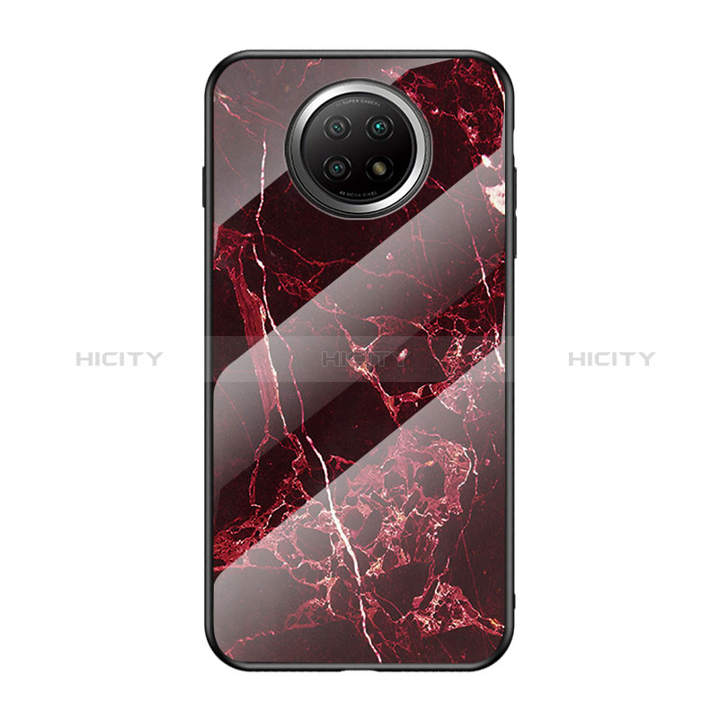 Coque Contour Silicone et Vitre Motif Fantaisie Miroir Etui Housse pour Xiaomi Redmi Note 9 5G Rouge Plus