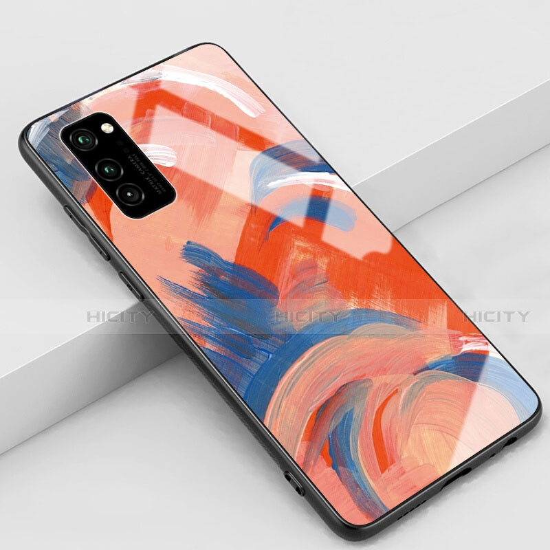 Coque Contour Silicone et Vitre Motif Fantaisie Miroir Etui Housse S01 pour Huawei Honor V30 Pro 5G Orange Plus