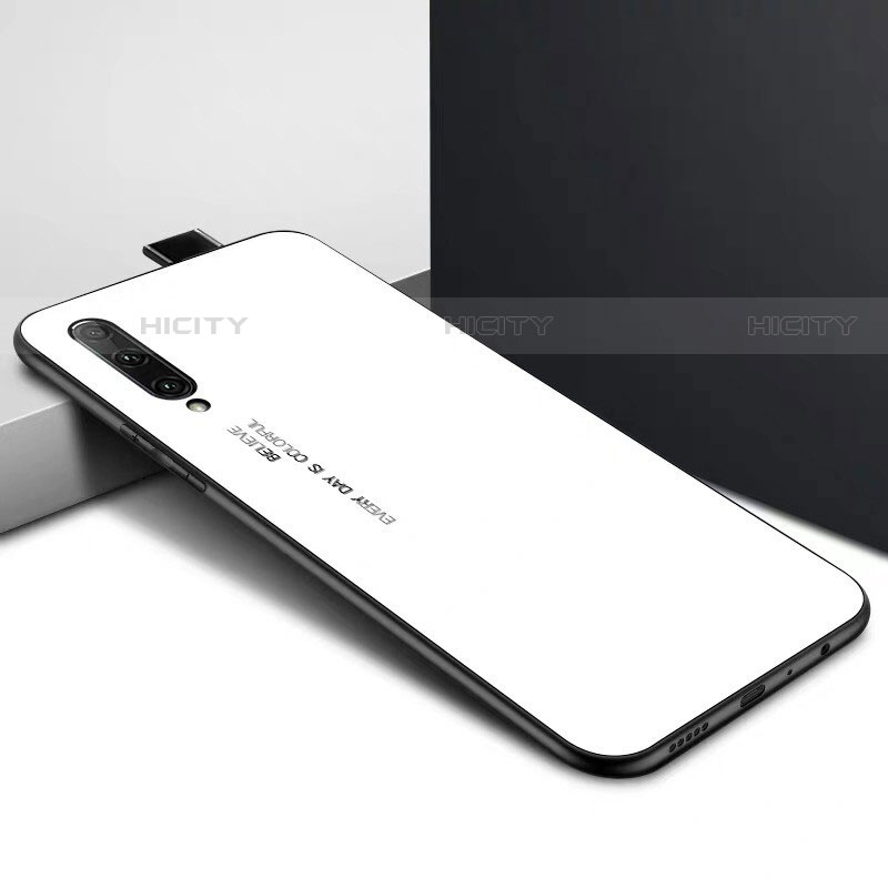 Coque Contour Silicone et Vitre Motif Fantaisie Miroir Etui Housse S01 pour Huawei Y9s Blanc Plus