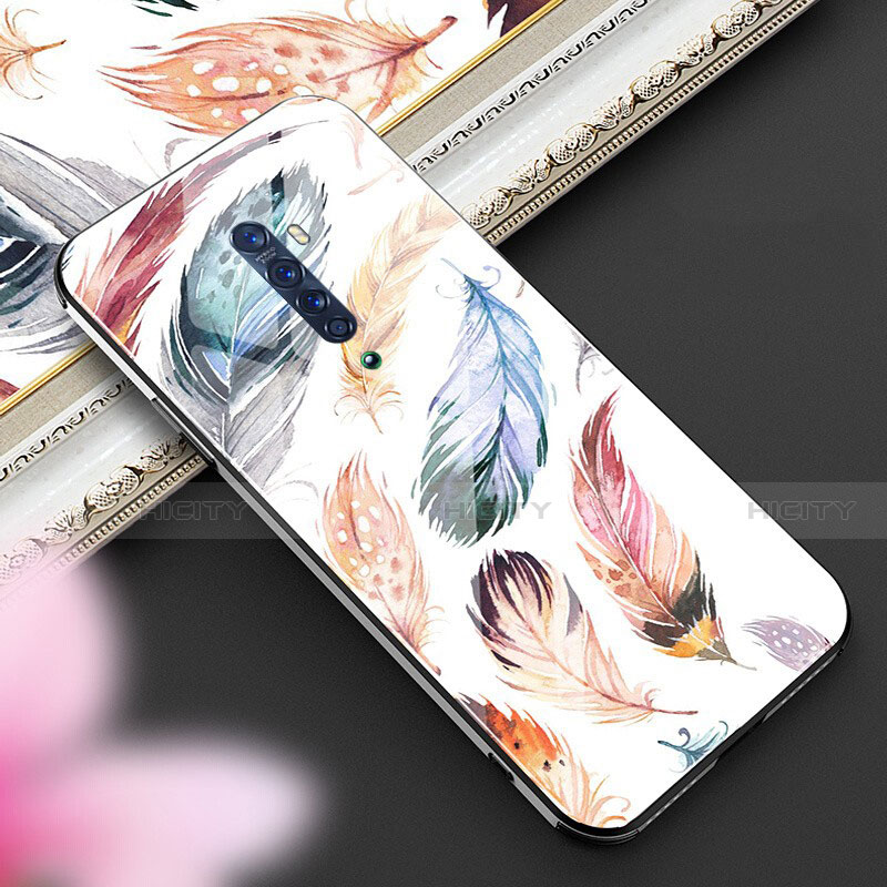 Coque Contour Silicone et Vitre Motif Fantaisie Miroir Etui Housse S01 pour Oppo Reno2 Plus