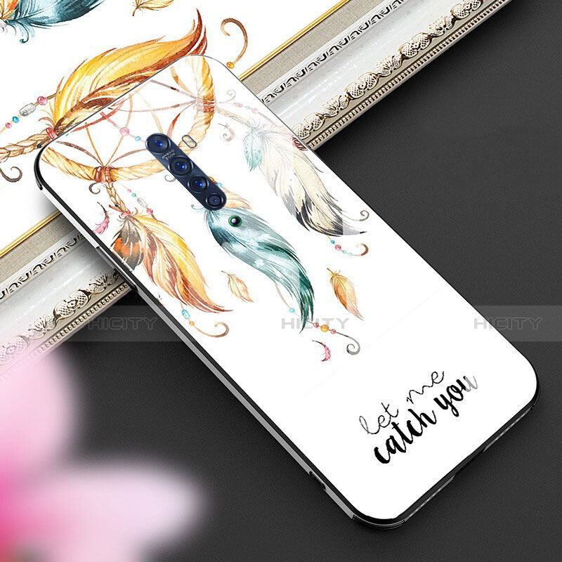 Coque Contour Silicone et Vitre Motif Fantaisie Miroir Etui Housse S01 pour Oppo Reno2 Plus