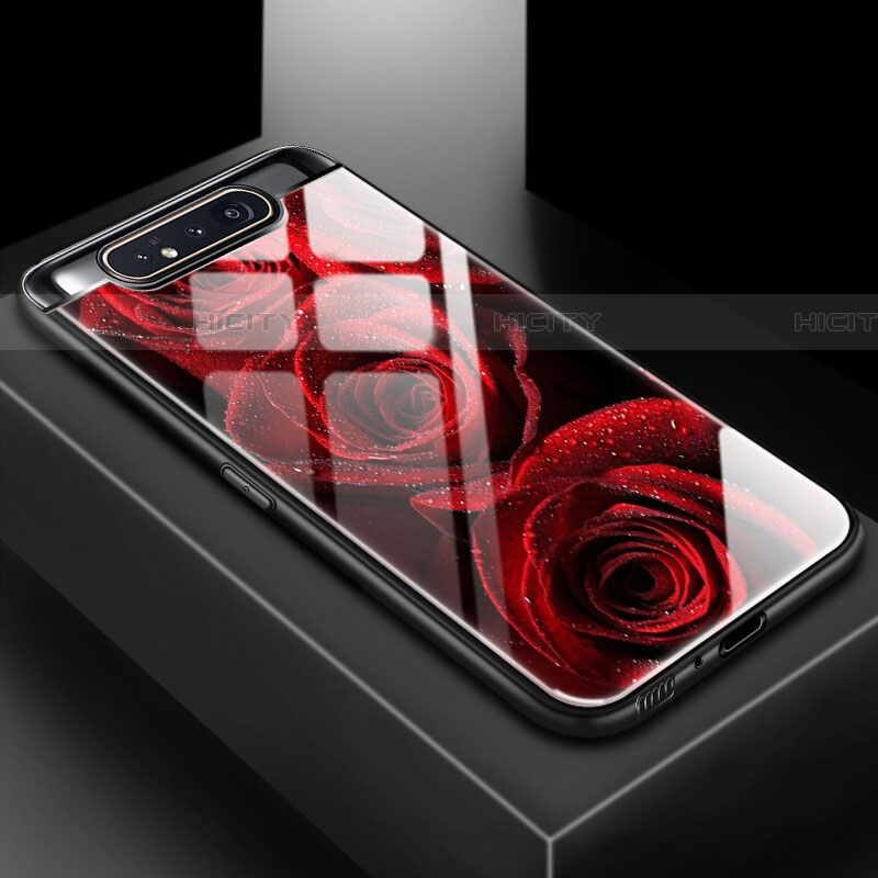 Coque Contour Silicone et Vitre Motif Fantaisie Miroir Etui Housse S01 pour Samsung Galaxy A90 4G Rouge Plus