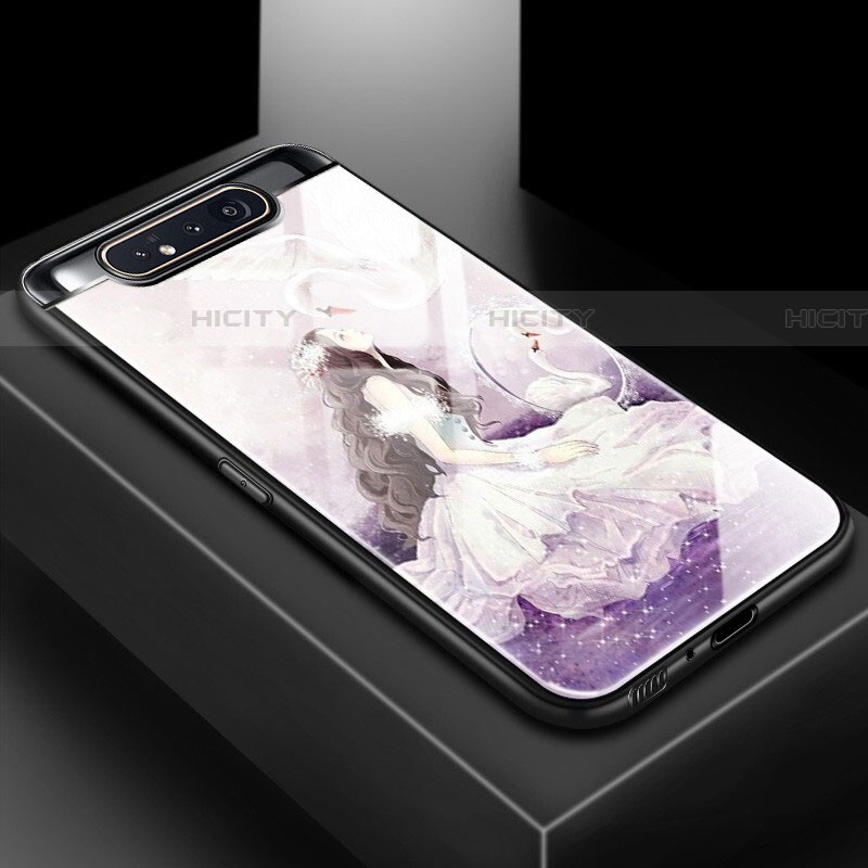 Coque Contour Silicone et Vitre Motif Fantaisie Miroir Etui Housse S01 pour Samsung Galaxy A90 4G Violet Plus