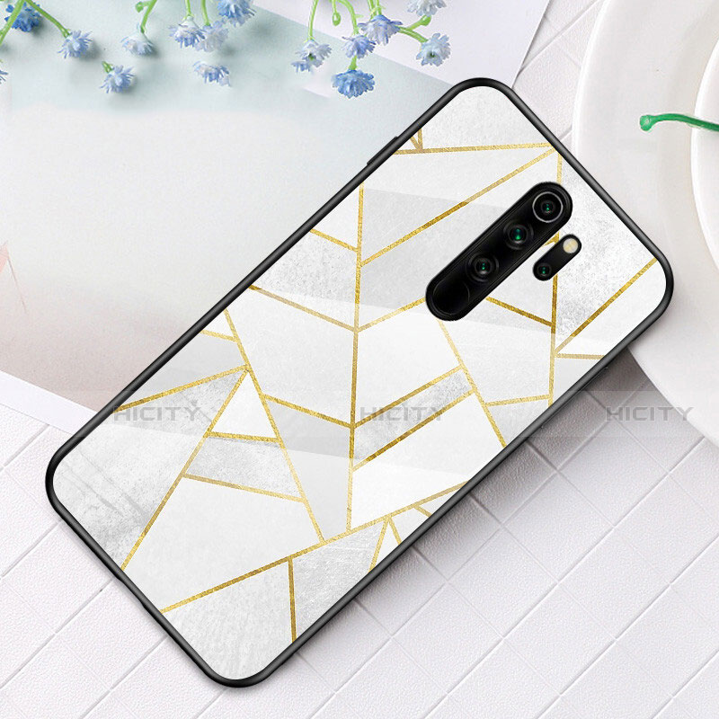 Coque Contour Silicone et Vitre Motif Fantaisie Miroir Etui Housse S01 pour Xiaomi Redmi Note 8 Pro Blanc Plus