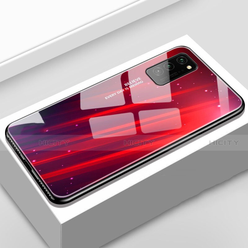 Coque Contour Silicone et Vitre Motif Fantaisie Miroir Etui Housse S02 pour Huawei Honor V30 Pro 5G Rouge Plus