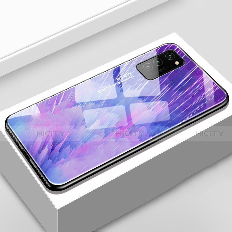 Coque Contour Silicone et Vitre Motif Fantaisie Miroir Etui Housse S02 pour Huawei Honor View 30 5G Violet Plus