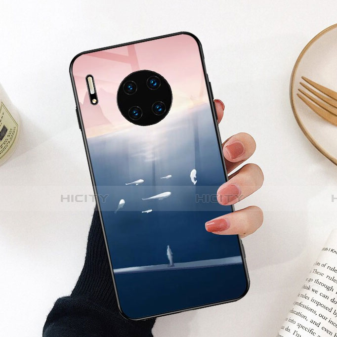 Coque Contour Silicone et Vitre Motif Fantaisie Miroir Etui Housse S02 pour Huawei Mate 30 Pro Plus