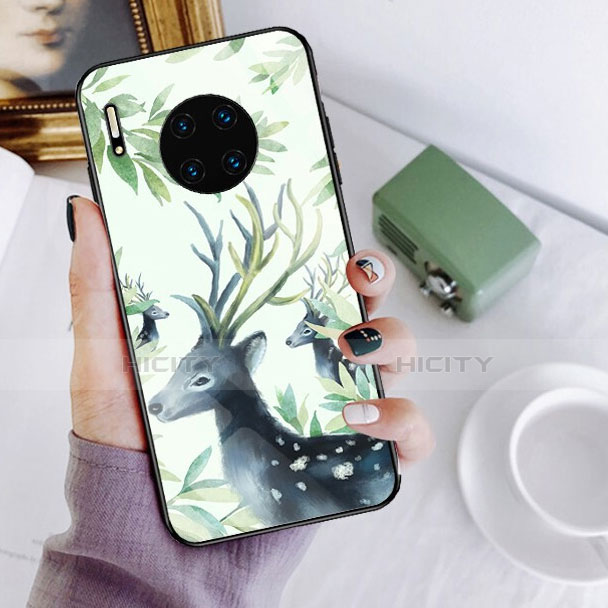 Coque Contour Silicone et Vitre Motif Fantaisie Miroir Etui Housse S02 pour Huawei Mate 30 Pro Plus