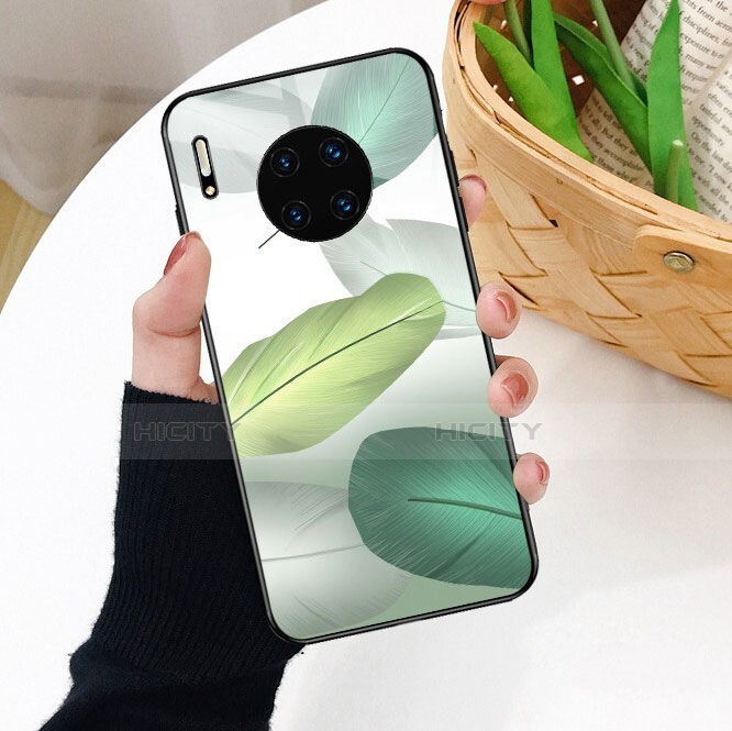 Coque Contour Silicone et Vitre Motif Fantaisie Miroir Etui Housse S02 pour Huawei Mate 30 Vert Plus