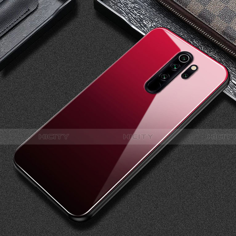 Coque Contour Silicone et Vitre Motif Fantaisie Miroir Etui Housse S02 pour Xiaomi Redmi Note 8 Pro Rouge Plus